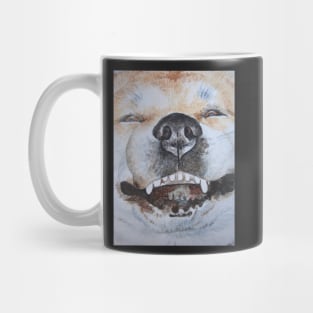 cute akita smiling funny dog portrait art Mug